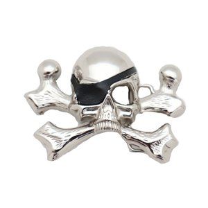 Men Silver Metal Fashion Belt Buckle Skeleton Pirate Bones Skull Punk Rocker